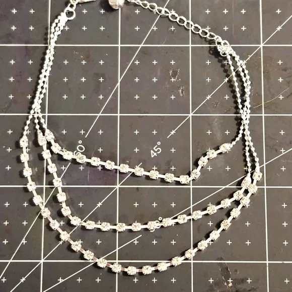 Three Layer Rhinestone Anklet - Picture 3 of 4